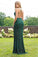 Sexy Mermaid Green V Neck Sequins Criss Cross Prom Dresses Cheap Evening Dresses