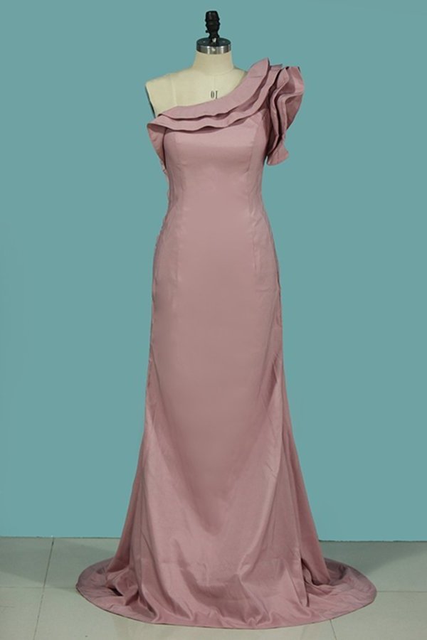 2022 Evening Dresses Mermaid One Shoulder Satin P43MCXPH
