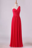 2022 One Shoulder Prom Dresses A Line Chiffon Floor Length With P5YFFX81