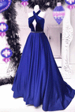 2019 Cheap Unique Royal Blue Charming Sexy Back Ball Gown Floor-Length Prom Dresses