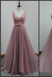 V-Back Tulle A-line Discount Party Cocktail Evening Long Prom Dresses Online