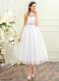 Wedding Tulle Beading With Satin Tea-Length Nicole Lace Wedding Dresses Dress Ball-Gown/Princess Sequins