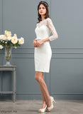 With Sequins Bow(s) Dress Sheath/Column Wedding Dresses Lace Nathalie Illusion Wedding Knee-Length