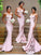 Stylish Mermaid Spaghetti Straps Satin Long Pink Bridesmaid Dresses with Lace Appliques