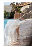 2019 Sexy Lace Backless Long Chiffon High Neckline Halter Side Slit Prom Dress