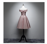 2019 lace up blush elegant Satin homecoming dress cheap pink homecoming dresses