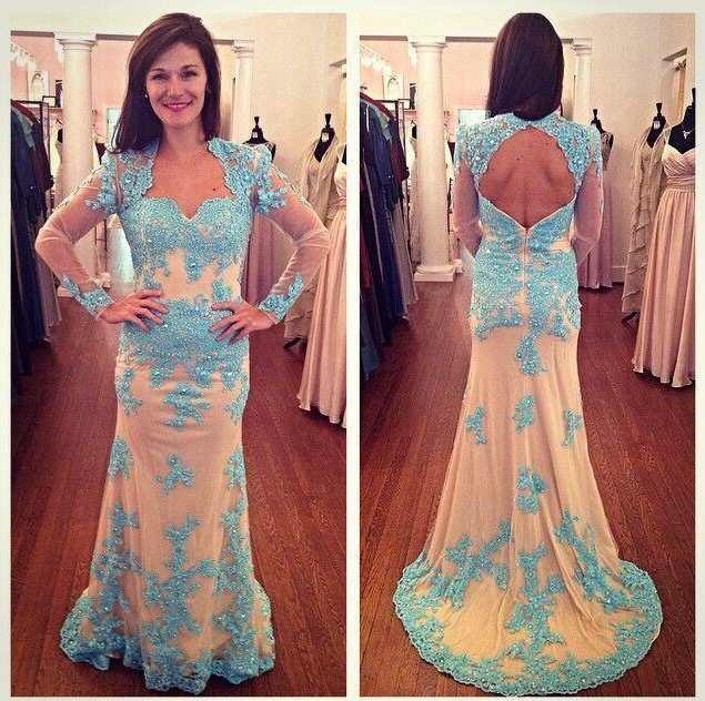 Long Sleeves Lace Sheath Long Prom Dresses Mother of Bride Dresses