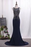 2022 Mermaid Scoop Chiffon With Beading Floor Length PM7RE8LE