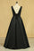 2022 Evening Dress Concise A-Line Floor Length Lace-Up Satin Black Plus PD6PLGEY