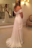 2022 Off The Shoulder Wedding Dresses A Line Chiffon With Ruffles P434144S