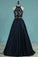 2022 New Prom Dresses A-Line Scoop Floor-Length Lace And Satin PP4TY4SB