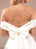 With Wedding Dress Quinn A-Line Satin Asymmetrical Wedding Dresses Off-the-Shoulder Pockets