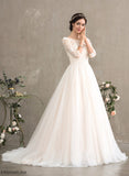 With Wedding Dresses Scoop Neck Court Train Wedding Tia Dress Tulle Ball-Gown/Princess Sequins