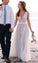 Beach New Style Elegant Modest V-Neck A-Line Backless Tulle Wedding Dresses