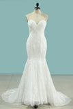 2022 Mermaid Sweetheart Wedding Dresses Lace With Applique Court PGNF2G7T