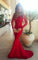 Long Trumpet/Mermaid Off-the-Shoulder Satin Red Prom Dresses 2019