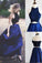 Newest Halter A-Line Two Piece Simple Navy Blue Satin Backless Sleeveless Evening Dresses