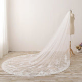 3M Long Embroidered Lace Appliques Tulle Cathedral Veil for Wedding Wedding Veil