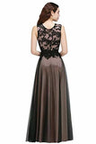Lace Tulle Round Neck A Line Sleeveless Wedding Bridesmaid Long Evening Festive P7QZD6RP