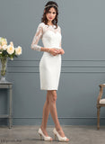 With Sequins Bow(s) Dress Sheath/Column Wedding Dresses Lace Nathalie Illusion Wedding Knee-Length