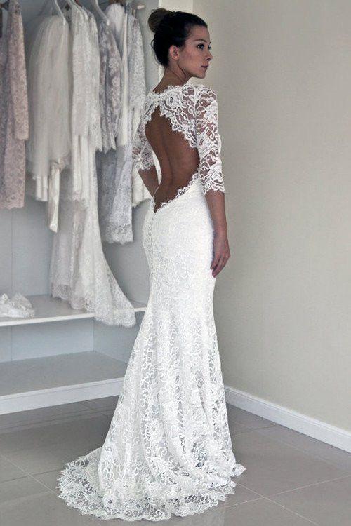 2022 Long Sleeve Lace Open Back Mermaid Long Custom Affordable Wedding Dresses