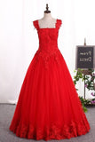 2022 Off-The-Shoulder Prom Dresses Ball Gown Tulle With Applique PF5GZ6BF