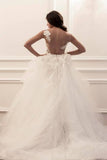 2022 Mermaid Scoop Wedding Dresses Tulle With Applique Sweep P9R142CS