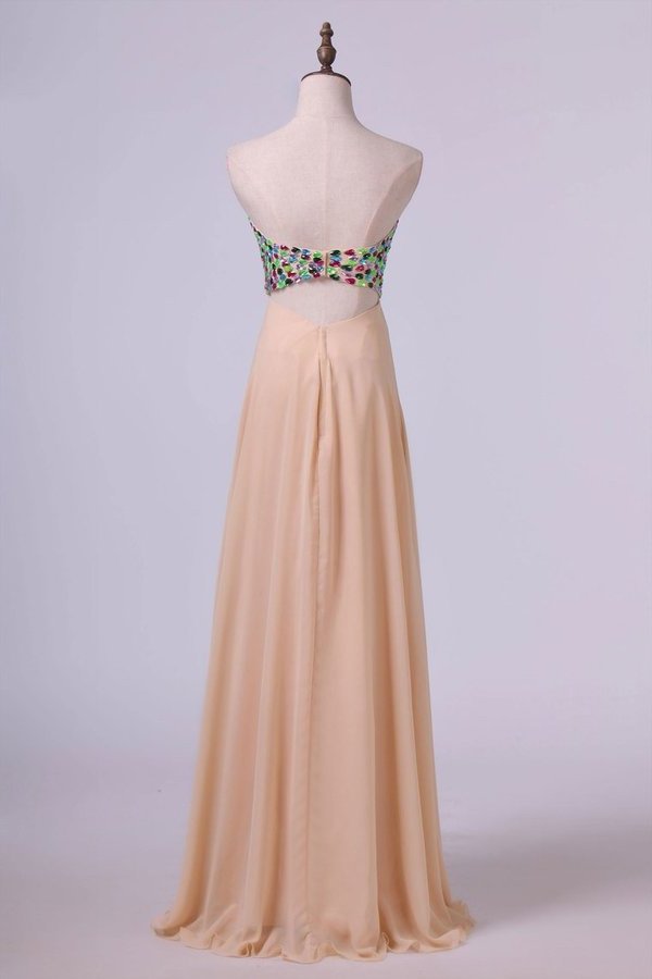 2022 Multi Color Beadwork & Beaded Straps Connecting Across The Center Of The Back Prom P242BDDN