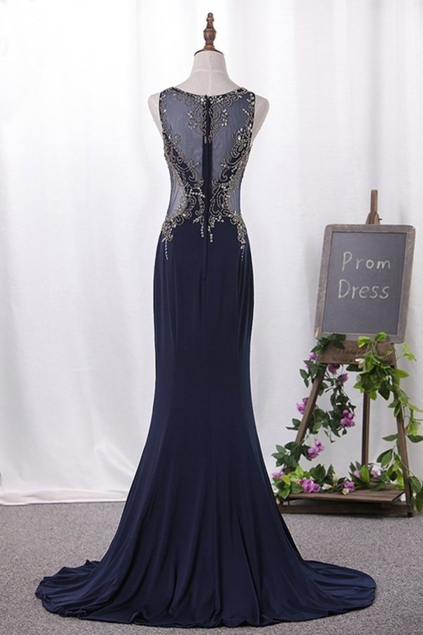 2022 Mermaid Scoop Chiffon With Beading Floor Length PM7RE8LE