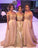 2019 Off-the-Shoulder Sweetheart Long Pink A-Line Beads Open Back Bridesmaid Dresses