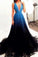 2019 New Style Black V-Neck New Arrival Long Gradient Color Tulle Long Prom Dresses