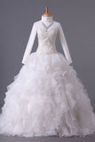 2022 Musilim Wedding Dresses A Line Sweetheart Organza With Beads & PGZK421Z