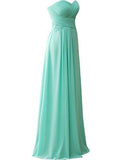 Sweetheart Bridesmaid Dresses Chiffon Long Prom Evening Gown Pleat