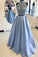 Two Pieces Prom Dresses Satin With Applique Floor Length PGYEKHJA
