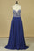 2022 A Line Sweetheart Beaded Bodice Prom Dresses Dark Royal Blue Chiffon Floor P482H3JN