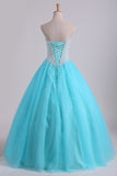 2022 Ball Gown Sweetheart Quinceanera Dresses With Pearls & Rhinestones P8TEXP9C