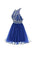 Royal Bule Tulle Short Bateau Homecoming Dresses