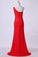 2022 One-Shoulder Sheath Prom Dresses Beaded Lace Floor-Length Zipper PRF4AEYJ