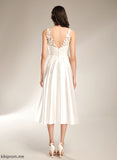 With V-neck Dress Renata Pockets A-Line Tea-Length Wedding Wedding Dresses