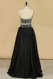 2022 New Arrival Strapless Two-Piece Satin With Beads A Line PZ9TGLMZ