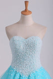 2022 Ball Gown Sweetheart Quinceanera Dresses With Pearls & Rhinestones P8TEXP9C
