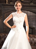 Ball-Gown/Princess Dress Tea-Length Wedding Dresses Lace Willa Tulle Sequins With Wedding Beading