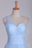 2022 One Shoulder A Line Bridesmaid Dresses Ruched Bodice PQE3FPPH