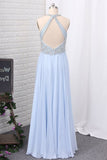 2022 New Arrival Prom Dresses Scoop Chiffon With Beading P7LCG544