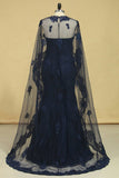 2022 Mermaid Sweetheart Prom Dresses Lace With Beading And Applique Dark Navy Plus PBYRC9LX