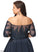 Prom Dresses A-Line Lace Asymmetrical With Satin Sequins Off-the-Shoulder Mignon