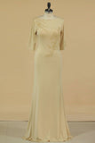 2022 Mother Of The Bride Dresses Bateau 3/4 Length Sleeve Spandex With PKR975BL