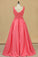 2022 Mother And Daughter Prom Dress V Neck Satin With Handmade Flowers A PSL3NGD8