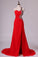 2022 One Shoulder Sheath Prom Dresses Red Chiffon With Beads And PTJ85E4B