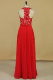 2022 New Arrival V Neck Prom Dresses A Line Chiffon With Applique And Beads Floor PMQSNAXG